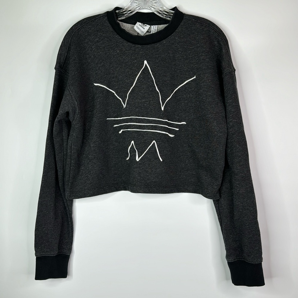 Adidas Ryv Trefoil Logo Cropped Gray Sweatshirt Small